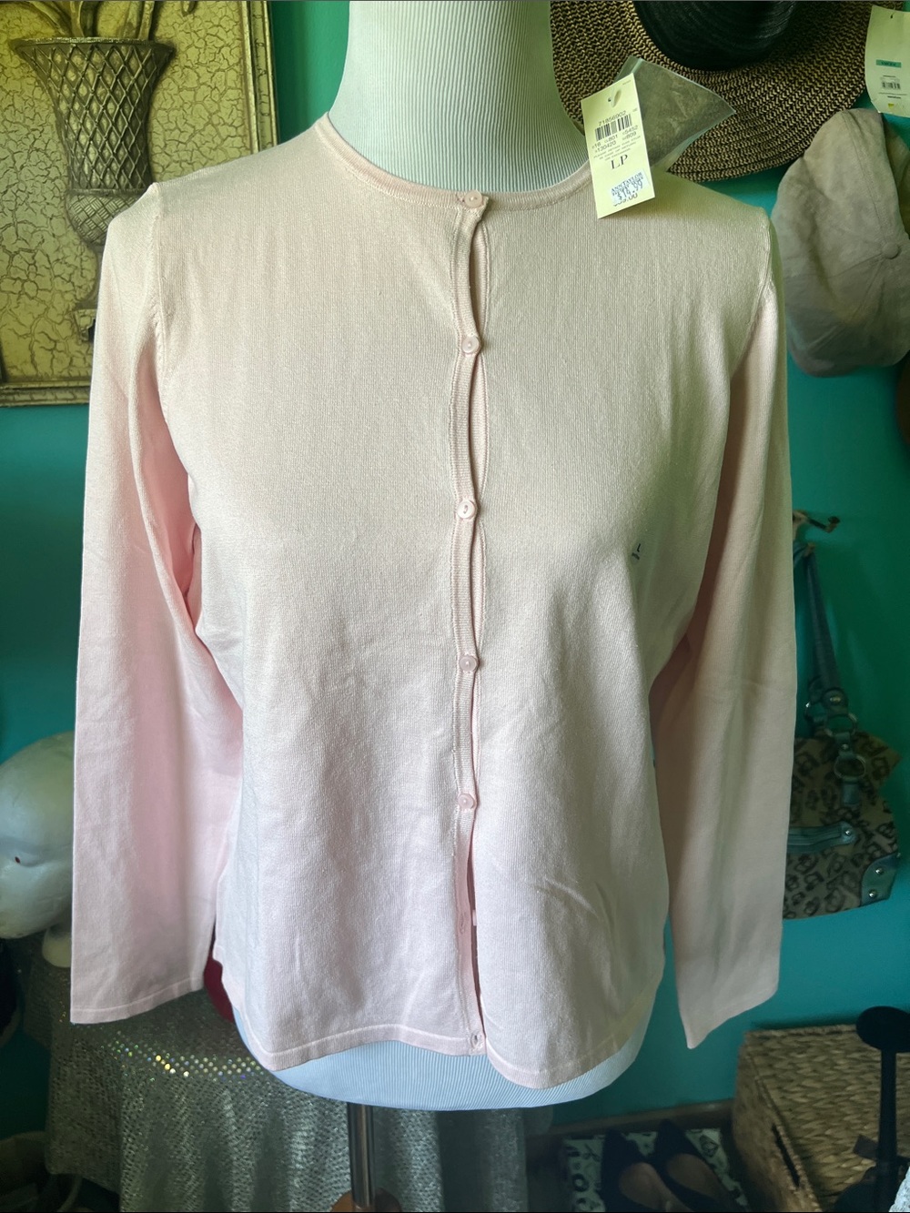 Ann Taylor Light Pink Button-Front Cardigan